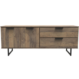 Crowndale Hong Kong 2 Door 2 Drawer Vintage Oak Sideboard - Size: 40 x 145 x 62cm - Brown - Wilko - thumbnail 4