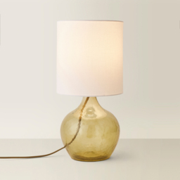 ValueLights Emily Natural Linen Drum Shade Dark Green Glass Teardrop LED Table Lamp - Size: 37.5 x 18.5 x 18.5cm - Wilko - thumbnail 6