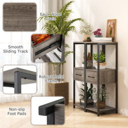 Costway Single Drawer 3 Shelf Grey Metal Plant Stand - Size: 98 x 36 x 13cm - Wilko - thumbnail 6