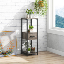 Costway Single Drawer 3 Shelf Grey Metal Plant Stand - Size: 98 x 36 x 13cm - Wilko - thumbnail 4
