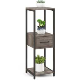 Costway Single Drawer 3 Shelf Grey Metal Plant Stand - Size: 98 x 36 x 13cm - Wilko - thumbnail 1