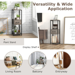 Costway Single Drawer 3 Shelf Grey Metal Plant Stand - Size: 98 x 36 x 13cm - Wilko - thumbnail 5