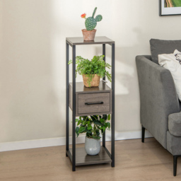 Costway Single Drawer 3 Shelf Grey Metal Plant Stand - Size: 98 x 36 x 13cm - Wilko - thumbnail 3