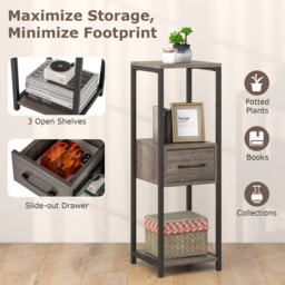Costway Single Drawer 3 Shelf Grey Metal Plant Stand - Size: 98 x 36 x 13cm - Wilko - thumbnail 7