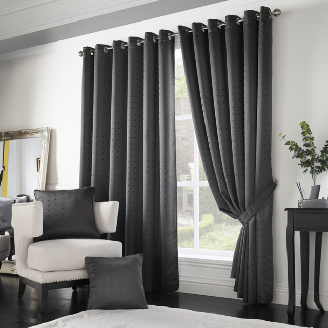 Alan Symonds Madison Charcoal Ring Top Curtain 168 x 183cm - Size: W 168 x D 183cm - Grey - Wilko - image 1