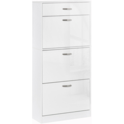 HOMCOM 4 Drawer High Gloss Shoe Cabinet - Size: 135.0 cm x 24.0 cm x 62.0 cmcm - White - Wilko - thumbnail 3