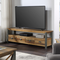 Baumhaus Urban Elegance 4 Drawers Reclaimed Wood Widescreen TV Unit - Brown - Wilko - thumbnail 4