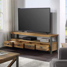 Baumhaus Urban Elegance 4 Drawers Reclaimed Wood Widescreen TV Unit - Brown - Wilko - thumbnail 3