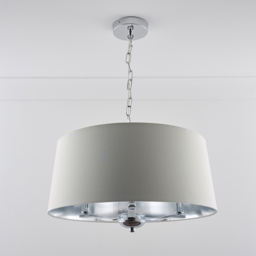 Kliving Giovanna 3 Light Cream Drum Shade Chrome Chandelier - Size: 100 x 50 x 50cm - Silver - Wilko - thumbnail 3