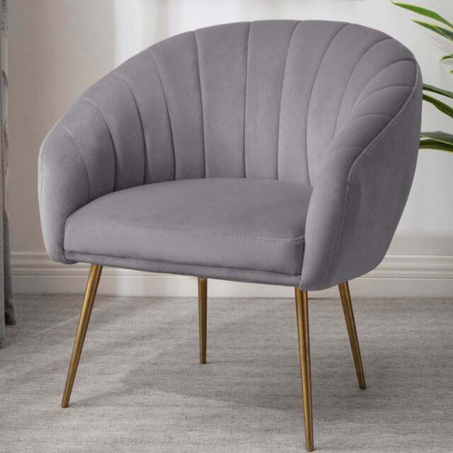 Artemis Home Helena Grey Velvet Accent Chair - Size: Single - Wilko - image 1