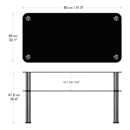 AVF Classic Black and Chrome Glass Coffee Table - Size: 40 x 80 x 41.55cm - Multi - Wilko - thumbnail 6