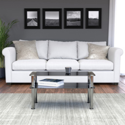 AVF Classic Black and Chrome Glass Coffee Table - Size: 40 x 80 x 41.55cm - Multi - Wilko - thumbnail 5