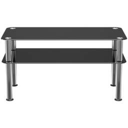 AVF Classic Black and Chrome Glass Coffee Table - Size: 40 x 80 x 41.55cm - Multi - Wilko - thumbnail 4