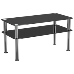 AVF Classic Black and Chrome Glass Coffee Table - Size: 40 x 80 x 41.55cm - Multi - Wilko - thumbnail 3