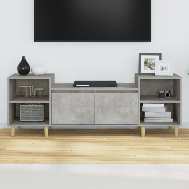 vidaXL 2 Door 4 Shelf Concrete Grey TV Cabinet - Size: 55 x 160 x 35cm - Wilko - image 1