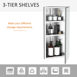 Portland Corner Mounted Mirror Bathroom Cabinet - Size: 60 x 30 x 18cm - Wilko - thumbnail 5