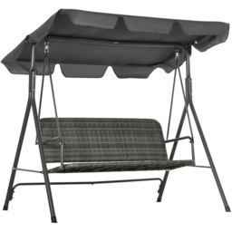 Outsunny 3 Seater Grey Rattan Swing Chair - Wilko - thumbnail 3