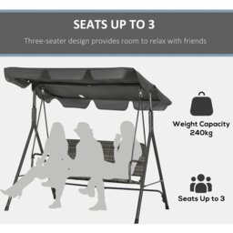Outsunny 3 Seater Grey Rattan Swing Chair - Wilko - thumbnail 6