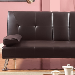 Brooklyn 2 Seater Brown Faux Leather Italian Sofa Bed with Cup Holder - Wilko - thumbnail 4