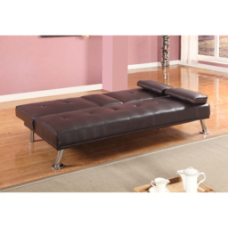 Brooklyn 2 Seater Brown Faux Leather Italian Sofa Bed with Cup Holder - Wilko - thumbnail 3