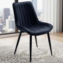 Living and Home Set of 2 Black Dutch Velvet Dining Chair - Wilko