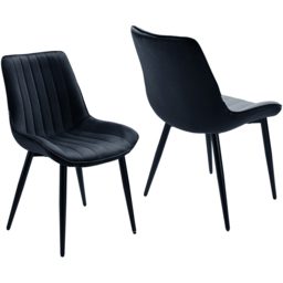 Living and Home Set of 2 Black Dutch Velvet Dining Chair - Wilko - thumbnail 3