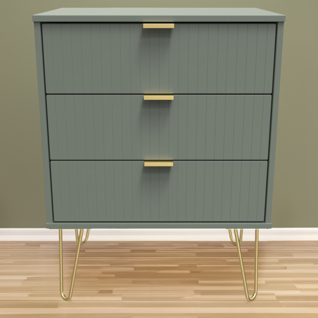 Crowndale 3 Drawer Reed Green Chest of Drawers Ready Assembled - Wilko - image 1