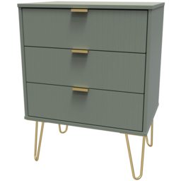Crowndale 3 Drawer Reed Green Chest of Drawers Ready Assembled - Wilko - thumbnail 3