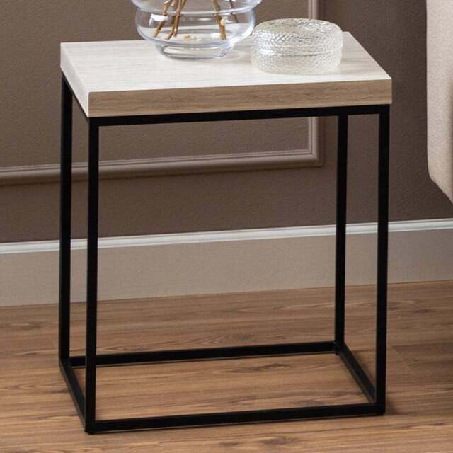 Florence Barossa Travertine Rough Paper Top Square Side Table - Black - Furniture To Go - Wilko - image 1