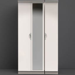 Crowndale Camden Ready Assembled 3 Door Kashmir Gloss Mirrored Wardrobe - Cream - Wilko - thumbnail 1