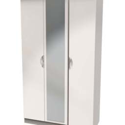 Crowndale Camden Ready Assembled 3 Door Kashmir Gloss Mirrored Wardrobe - Cream - Wilko - thumbnail 3