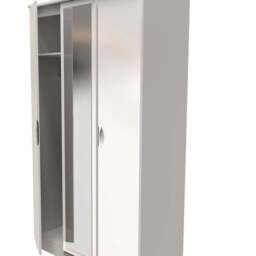 Crowndale Camden Ready Assembled 3 Door Kashmir Gloss Mirrored Wardrobe - Cream - Wilko - thumbnail 7