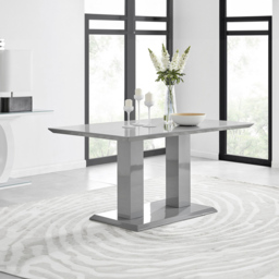 Furniturebox Molini Kensington 6 Seater Dining Set Grey Gloss and Chrome - Wilko - thumbnail 3
