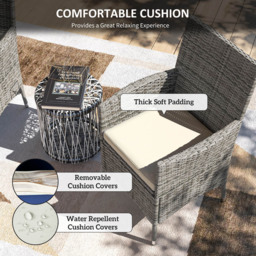 Outsunny 2 Piece Mixed Grey Rattan Garden Armchair Set - Wilko - thumbnail 6