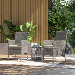 Outsunny 2 Piece Mixed Grey Rattan Garden Armchair Set - Wilko - thumbnail 5