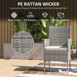Outsunny 2 Piece Mixed Grey Rattan Garden Armchair Set - Wilko - thumbnail 7