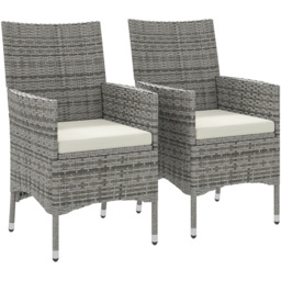 Outsunny 2 Piece Mixed Grey Rattan Garden Armchair Set - Wilko - thumbnail 3