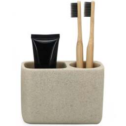 Nordic Beige Toothbrush Holder - Size: 13 x 9 x 6cm - Wilko - thumbnail 1