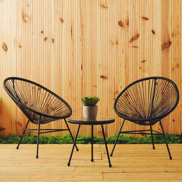 Interiors by Premier Miami Rattan 2 Seater Patio Set Black - Wilko - image 1