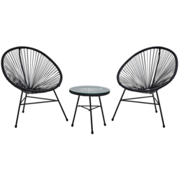 Interiors by Premier Miami Rattan 2 Seater Patio Set Black - Wilko - thumbnail 3