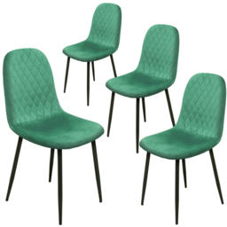 Alivio Set of 4 Green Velvet Dining Chair - Wilko - thumbnail 4