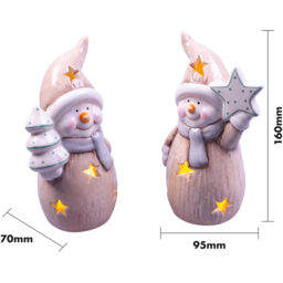 St Helens LED Ceramic Snowman Ornament Set of 2 - Size: 160 x 95 x 70cm - White - Wilko - thumbnail 5