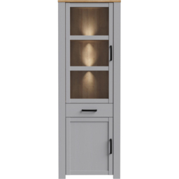 Florence Bohol 2 Door Single Drawer Riviera Oak and Grey Oak Narrow LED Display Cabinet - Furniture To Go - Wilko - thumbnail 6