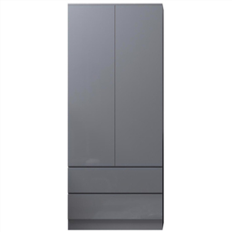 FWStyle Stora 2 Door 2 Drawer Grey Gloss Wardrobe - Size: 2 Door, 2 Drawer - Wilko - thumbnail 3