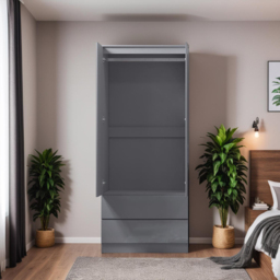 FWStyle Stora 2 Door 2 Drawer Grey Gloss Wardrobe - Size: 2 Door, 2 Drawer - Wilko - thumbnail 6