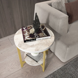 Decorotika Versy White Marble Effect and Gold Round End Table - Size: 41.6 x 50 x 50cm - Multi - Wilko - thumbnail 5