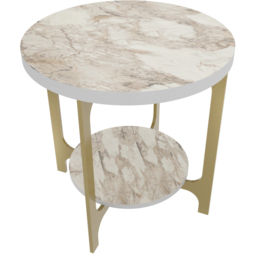 Decorotika Versy White Marble Effect and Gold Round End Table - Size: 41.6 x 50 x 50cm - Multi - Wilko - thumbnail 4