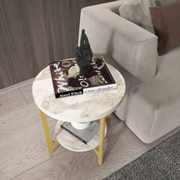 Decorotika Versy White Marble Effect and Gold Round End Table - Size: 41.6 x 50 x 50cm - Multi - Wilko - thumbnail 7