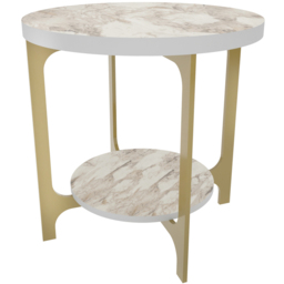 Decorotika Versy White Marble Effect and Gold Round End Table - Size: 41.6 x 50 x 50cm - Multi - Wilko - thumbnail 3