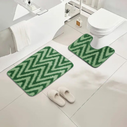 Velosso Chevron Stripe Emerald Bath Mat Set - Green - Wilko - thumbnail 3